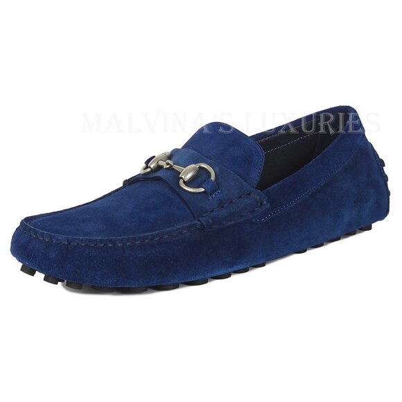 GUCCI SHOES MENS DRIVER BLUE SUEDE w HORSEBIT PEBBLE SOLE sz 8.5 9 US main image 12
